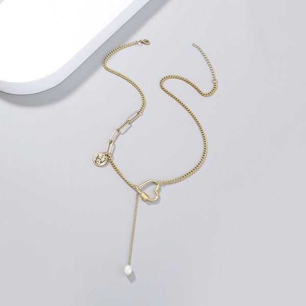 chains women's stainless steel y-shaped long chain necklace delicate heart-shaped round pendant collar, Silver
chains women's stainless steel y-shaped long chain necklace delicate heart-shaped round pendant collar, Silver