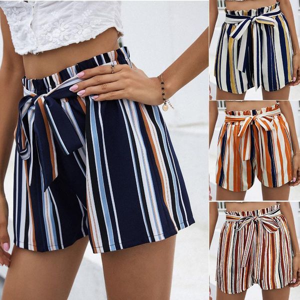 women's shorts summer casual women loose style tie-up design striped printed pattern high waist, White;black
women's shorts summer casual women loose style tie-up design striped printed pattern high waist, White;black