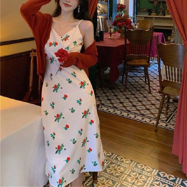 casual dresses french sweet vintage floral dress women spaghetti strap beach female 2021 summer office lady korean, Black;gray
casual dresses french sweet vintage floral dress women spaghetti strap beach female 2021 summer office lady korean, Black;gray