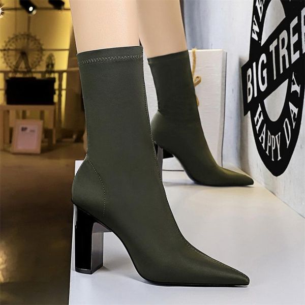 boots 2021 fashion women green pointed toe stretch mid-calf metal thick high heels silk shoes autumn female socks 40, Black
boots 2021 fashion women green pointed toe stretch mid-calf metal thick high heels silk shoes autumn female socks 40, Black