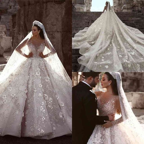 wedding dresses long glamorous luxury dubai arabic new lace ball gowns sleeves 3d flowers beading bridal dress vestido de noiva, White
wedding dresses long glamorous luxury dubai arabic new lace ball gowns sleeves 3d flowers beading bridal dress vestido de noiva, White