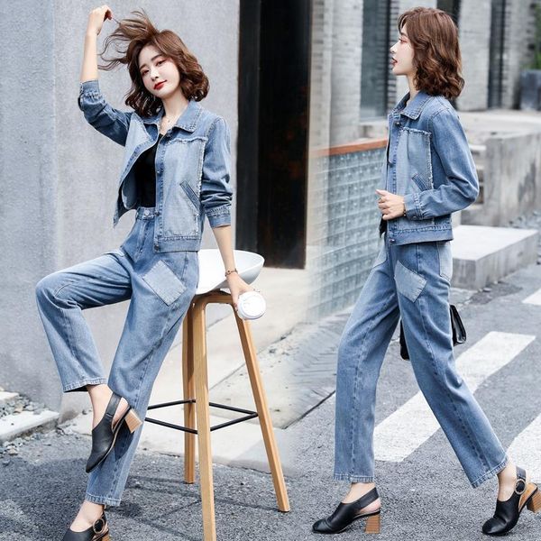women's two piece pants women 2021 spring autumn denim 2 set female jeans sets short jacket +high waist pant suit ladies casual outfits, White
women's two piece pants women 2021 spring autumn denim 2 set female jeans sets short jacket +high waist pant suit ladies casual outfits, White