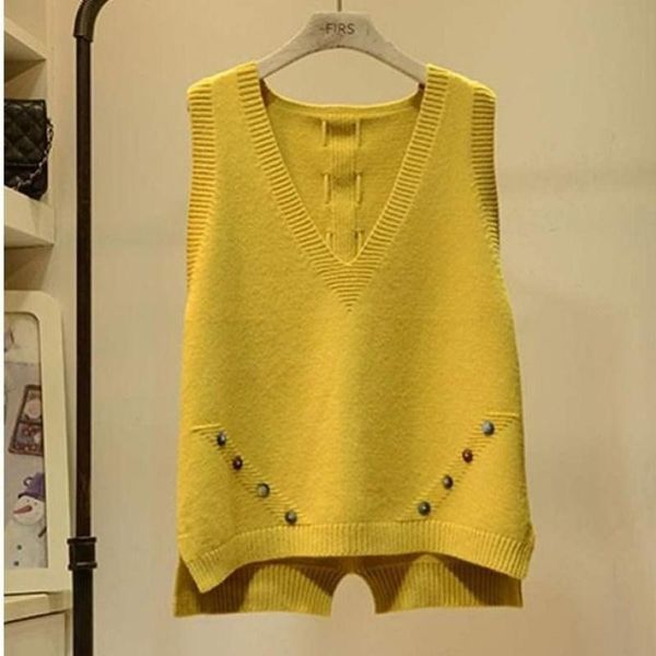 women's sweaters 2021 autumn winter v-neck bow button knitted vest pullover casual loose female sleeveless waistcoat j289, White;black
women's sweaters 2021 autumn winter v-neck bow button knitted vest pullover casual loose female sleeveless waistcoat j289, White;black