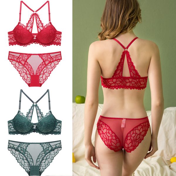front button bra set with beautiful back and lace, Red;black 
front button bra set with beautiful back and lace, Red;black