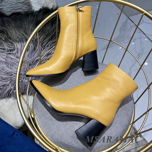 boots fashion yellow square toe high-heeled ankle leather ladies slim short classic side zipper, Black
boots fashion yellow square toe high-heeled ankle leather ladies slim short classic side zipper, Black