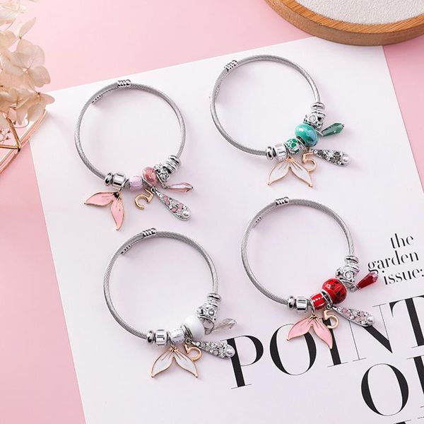 charm bracelets 2021 korean fashion cute mermaid rhinestone crystal 5 letter silver bangles for women girl's jewelry, Golden;silver
charm bracelets 2021 korean fashion cute mermaid rhinestone crystal 5 letter silver bangles for women girl's jewelry, Golden;silver