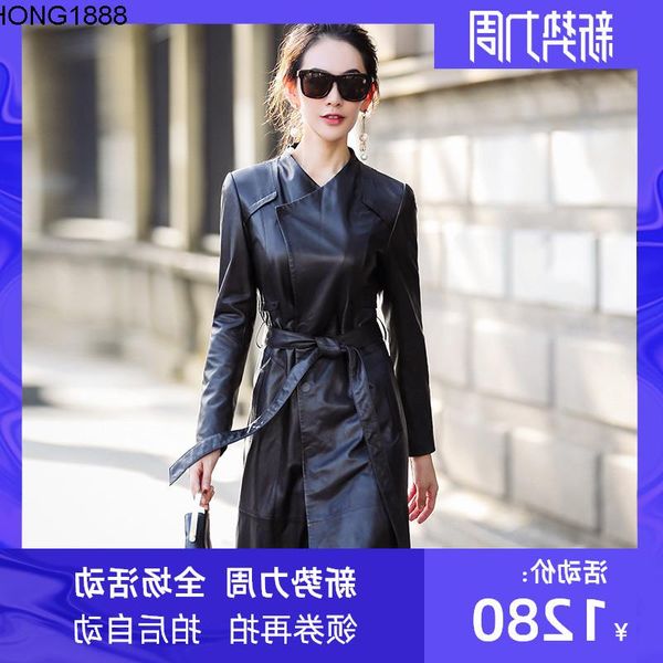 women's jackets spring and autumn genuine leather coat mid-length haining sheepskin trench slim fit, Black;brown
women's jackets spring and autumn genuine leather coat mid-length haining sheepskin trench slim fit, Black;brown