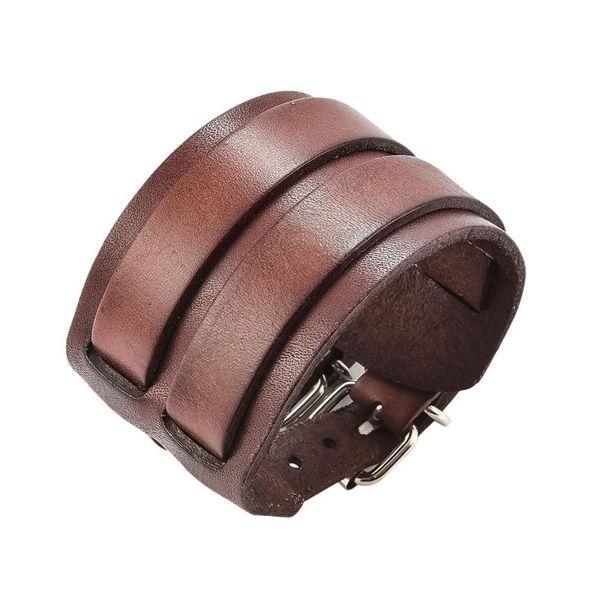 men bangle bracelet vintage 2 layer punk wide belt faux leather wristband cuff gift, Black
men bangle bracelet vintage 2 layer punk wide belt faux leather wristband cuff gift, Black