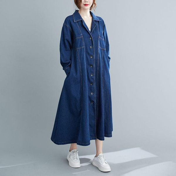 women's trench coats plus size autumn spring denim coat loose casual suit collar long fashion jeans windbreaker with belt 2021, Tan;black
women's trench coats plus size autumn spring denim coat loose casual suit collar long fashion jeans windbreaker with belt 2021, Tan;black