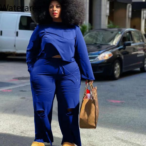 plus size tracksuits waterarea solid women's sets o-neck long sleeves wide leg pants 2pcs suit causal hole outfits 2021, Black
plus size tracksuits waterarea solid women's sets o-neck long sleeves wide leg pants 2pcs suit causal hole outfits 2021, Black