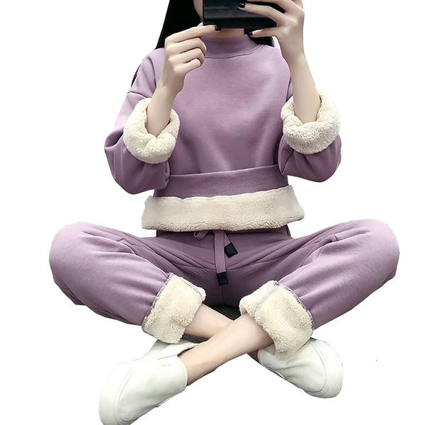pants winter casual tracksuits two piece set women plus veet lamb cashmere sport pants suits thick warm clothes, White
pants winter casual tracksuits two piece set women plus veet lamb cashmere sport pants suits thick warm clothes, White