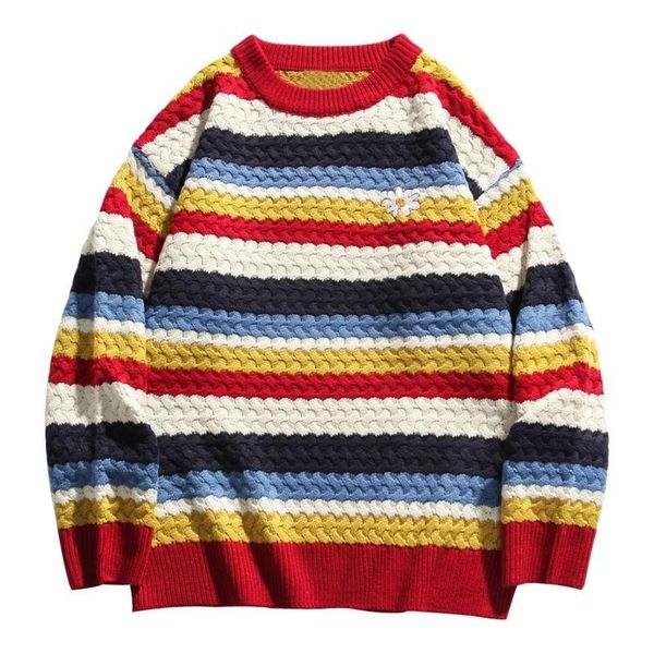 men's sweaters casual men knitted rainbow stripes streetwear embroidery daisy flower women fashion pullovers knitwear hombre, White;black
men's sweaters casual men knitted rainbow stripes streetwear embroidery daisy flower women fashion pullovers knitwear hombre, White;black