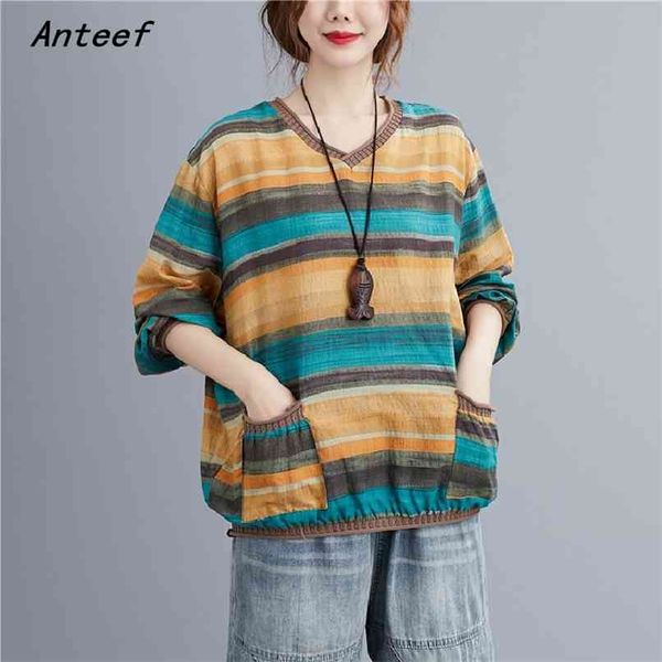 korean style cotton linen plus size vintage stripe autumn casual loose tee t shirt women t-shirt ladies tshirt clothes 210517, White
korean style cotton linen plus size vintage stripe autumn casual loose tee t shirt women t-shirt ladies tshirt clothes 210517, White