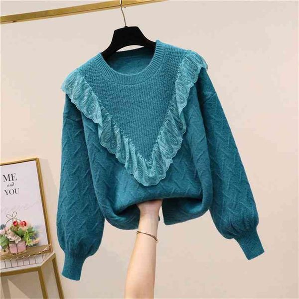 retro lantern sleeve sweater women autumn and winter wear loose korean lace stitching gx1395 210507, White;black
retro lantern sleeve sweater women autumn and winter wear loose korean lace stitching gx1395 210507, White;black