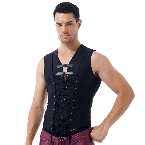 bras sets men punk casual lace-up front tank gothic adjustable buckle decor sleeveless t-shirt for rave party music rock concert, Red;black
bras sets men punk casual lace-up front tank gothic adjustable buckle decor sleeveless t-shirt for rave party music rock concert, Red;black