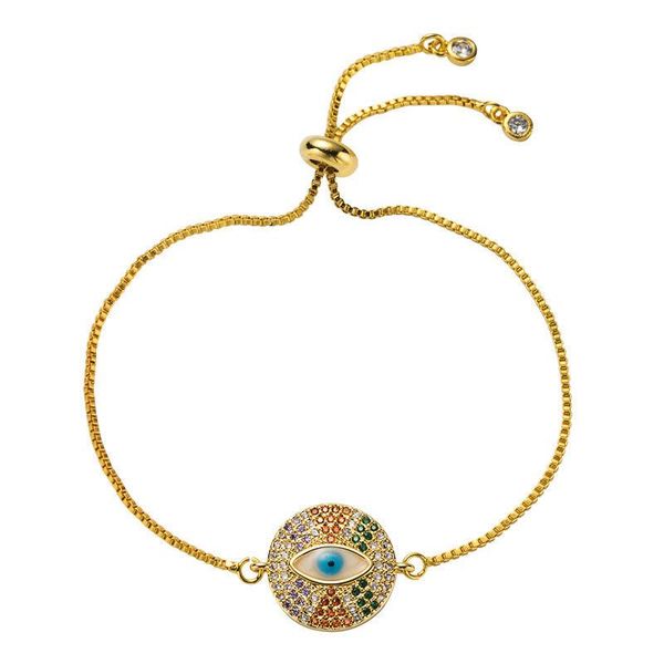 small refreshing adjustable eye bracelet with brass micro - inlaid zircon hand string box chain, Golden;silver
small refreshing adjustable eye bracelet with brass micro - inlaid zircon hand string box chain, Golden;silver