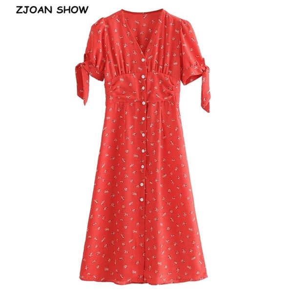 french v neck front slit floral midi dress holiday woman tie bow cuff slim waist short sleeve tea dresses vestido 210429, Black;gray
french v neck front slit floral midi dress holiday woman tie bow cuff slim waist short sleeve tea dresses vestido 210429, Black;gray