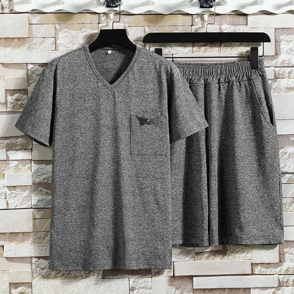 men's tracksuits summer casual v-neck short sleeve suit t-shirt shorts ice middle-aged and old dad sports, Gray
men's tracksuits summer casual v-neck short sleeve suit t-shirt shorts ice middle-aged and old dad sports, Gray