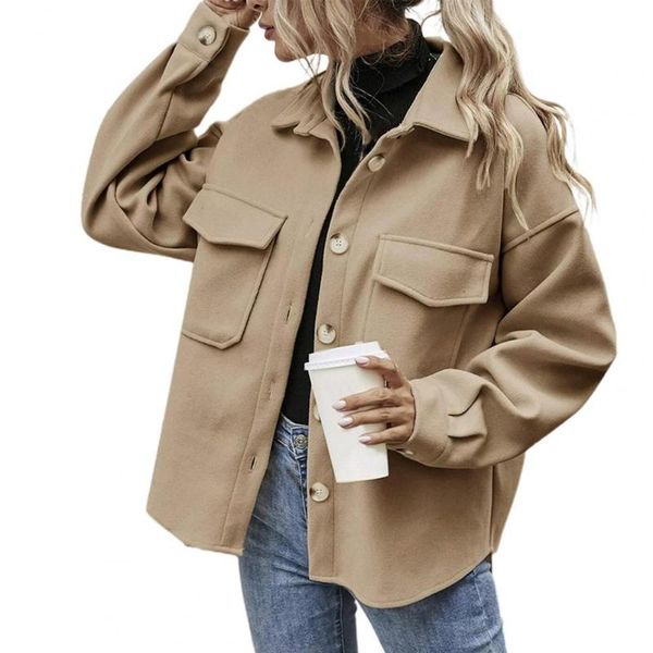 women's jackets women jacket solid color single breasted autumn winter turn-down collar pockets woolen coat for office, Black;brown
women's jackets women jacket solid color single breasted autumn winter turn-down collar pockets woolen coat for office, Black;brown