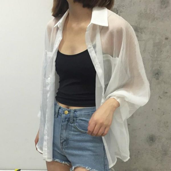 women's blouses & shirts thin chiffon soft breathable fashion female chic loose sheer see-through full basic all-match women summer, White
women's blouses & shirts thin chiffon soft breathable fashion female chic loose sheer see-through full basic all-match women summer, White