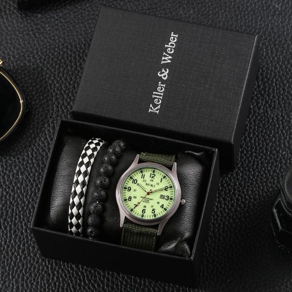 wristwatches unique fluorescent green watch with calendar comfortable men's nylon strap clock exquisite men bracelet gift set for husba, Slivery;brown
wristwatches unique fluorescent green watch with calendar comfortable men's nylon strap clock exquisite men bracelet gift set for husba, Slivery;brown