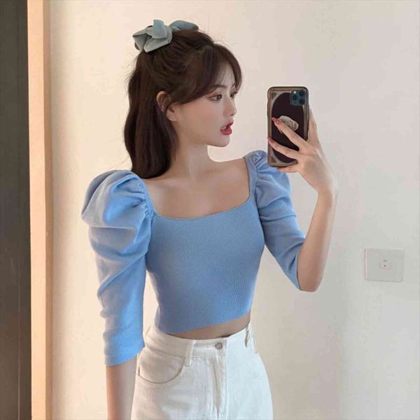 short for women sweater summer knitted square collar puff sleeve woman sweaters femme chandails pull hiver, White;black
short for women sweater summer knitted square collar puff sleeve woman sweaters femme chandails pull hiver, White;black