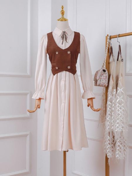 vintage waistcoat + long-sleeved dress two-piece suit woman 1101 casual dresses, Black;gray
vintage waistcoat + long-sleeved dress two-piece suit woman 1101 casual dresses, Black;gray