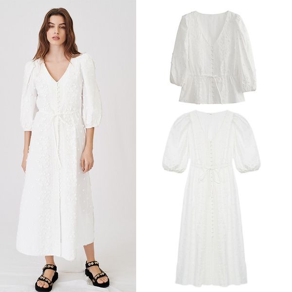 dsigners fadan family summer new vneck embroidery hollow out lace bubble sleeve drawstring long dress top, White;black
dsigners fadan family summer new vneck embroidery hollow out lace bubble sleeve drawstring long dress top, White;black
