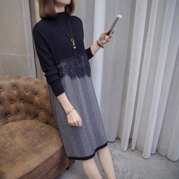 plus size women's autumn and winter clothing 2021 loose mid-length sweater dress lace patchwork fashion long pullover y728 casual dress, Black;gray
plus size women's autumn and winter clothing 2021 loose mid-length sweater dress lace patchwork fashion long pullover y728 casual dress, Black;gray
