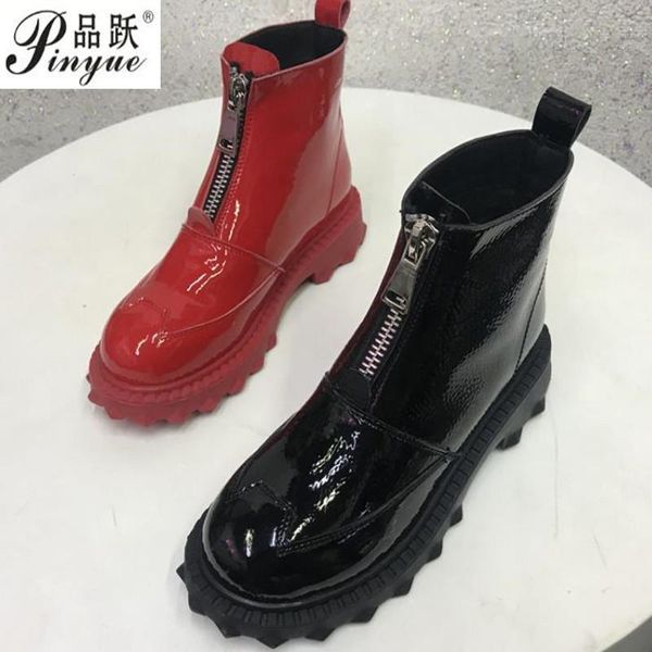boots leather front zip women's cotton padded in autumn and winter women, Black
boots leather front zip women's cotton padded in autumn and winter women, Black