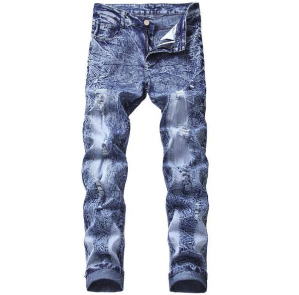 snow fashion brand wash biker jeans men's casual ripped distressed cotton denim straight long trousers stretch slim pants 30-44, Blue
snow fashion brand wash biker jeans men's casual ripped distressed cotton denim straight long trousers stretch slim pants 30-44, Blue