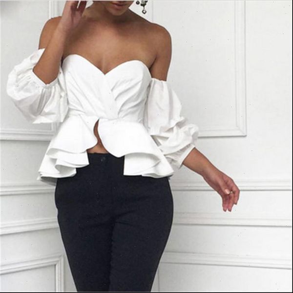 summer off shoulder strapless women shirts backless puff sleeve ruffles peplum clothes korean style, White
summer off shoulder strapless women shirts backless puff sleeve ruffles peplum clothes korean style, White