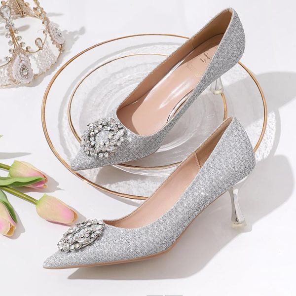 dress shoes wed2021 women's decent sequined silver diamond buckle single thin mid heel crystal banquet wedding, Black
dress shoes wed2021 women's decent sequined silver diamond buckle single thin mid heel crystal banquet wedding, Black
