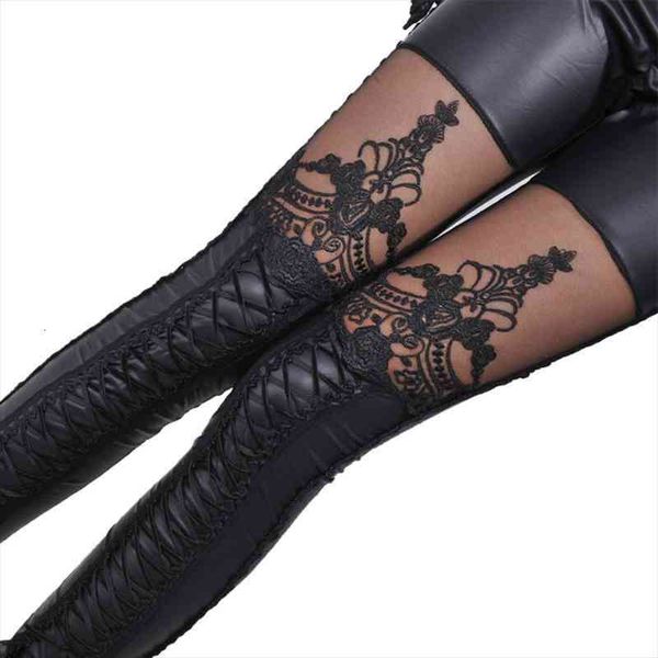 Medieval Gothic Sexy Woman Stitching Lace Stretch Faux Leather Leggings Women Pants Streetwear Punk Autumn Pencil Skinny Pant, Black
Medieval Gothic Sexy Woman Stitching Lace Stretch Faux Leather Leggings Women Pants Streetwear Punk Autumn Pencil Skinny Pant, Black