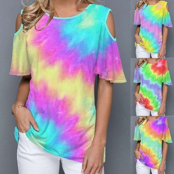 women's t-shirt tie dye printed round neck off shoulder loose short sleeve yx1x, White
women's t-shirt tie dye printed round neck off shoulder loose short sleeve yx1x, White