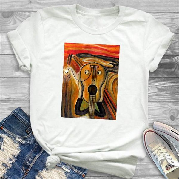 and women lady painting men t shirt guitar printed womens ladies short sleeve loose tee female clothes, White;black
and women lady painting men t shirt guitar printed womens ladies short sleeve loose tee female clothes, White;black