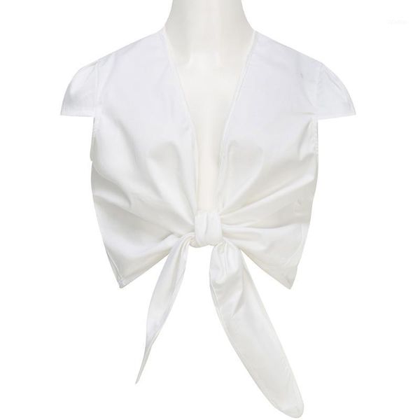 women's blouses & shirts women v neck crop sweet lace up short sleeve pleated shirt vintage female casual chic summer blouse blusas, White
women's blouses & shirts women v neck crop sweet lace up short sleeve pleated shirt vintage female casual chic summer blouse blusas, White