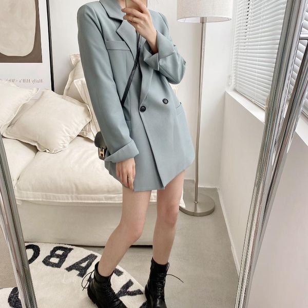 women's suits & blazers 2021 autumn solid color elegant blue blazer women jacket korean style loose v-neck long sleeve cardigan, White;black
women's suits & blazers 2021 autumn solid color elegant blue blazer women jacket korean style loose v-neck long sleeve cardigan, White;black