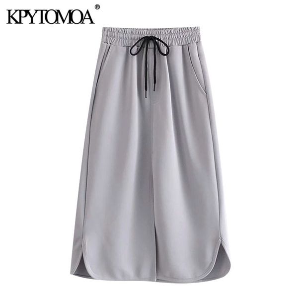 women fashion with drawstrings slit hem midi skirt vintage high elastic waist side pockets female skirts mujer 210416, Black
women fashion with drawstrings slit hem midi skirt vintage high elastic waist side pockets female skirts mujer 210416, Black