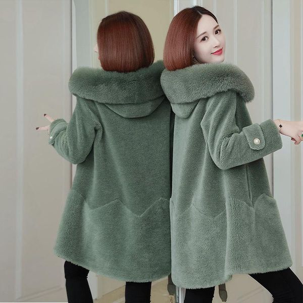 women's leather & faux women winter hooded real fur coat female natural sheep sheared jacket lady warm thick collar oversize outwear c1, Black
women's leather & faux women winter hooded real fur coat female natural sheep sheared jacket lady warm thick collar oversize outwear c1, Black