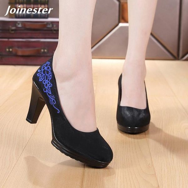 high heel women elegant cloth pumps floral embroidery round toe slip-on ladies office heeled shoes platform party dress, Black
high heel women elegant cloth pumps floral embroidery round toe slip-on ladies office heeled shoes platform party dress, Black