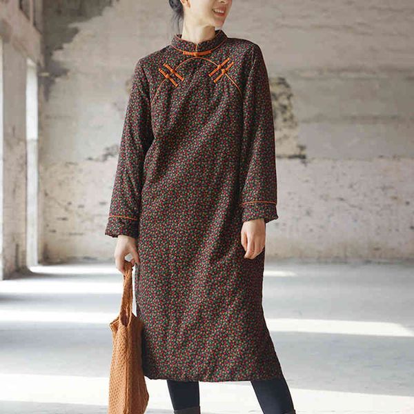 johnature women vintage dresses stand collar long sleeve robes spring print floral button chinese style retro dress 210521, Black;gray
johnature women vintage dresses stand collar long sleeve robes spring print floral button chinese style retro dress 210521, Black;gray
