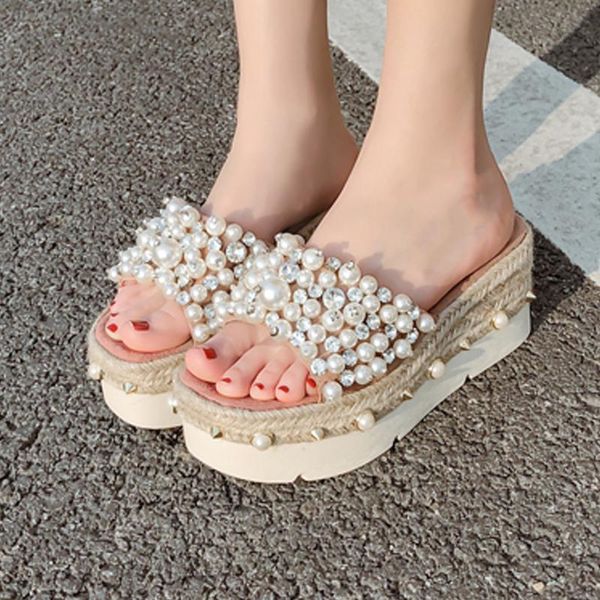 slippers one-word summer fashion high-heeled platform women's shoes handmade beaded rhinestone rivet sandals, Black
slippers one-word summer fashion high-heeled platform women's shoes handmade beaded rhinestone rivet sandals, Black