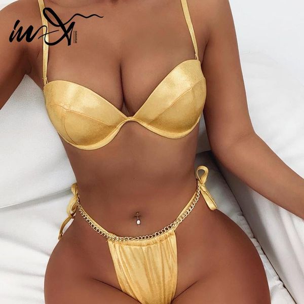 women's swimwear in-x brazilian swimsuit female push up women golden bikini set 2021 underwire bathing suit bathers, White;black
women's swimwear in-x brazilian swimsuit female push up women golden bikini set 2021 underwire bathing suit bathers, White;black