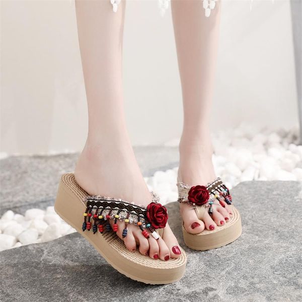 slippers women sandals summer fashion woven upper 2021 ethnic style flower decoration slope heel beach shoes sandalias de las mujeres, Black
slippers women sandals summer fashion woven upper 2021 ethnic style flower decoration slope heel beach shoes sandalias de las mujeres, Black
