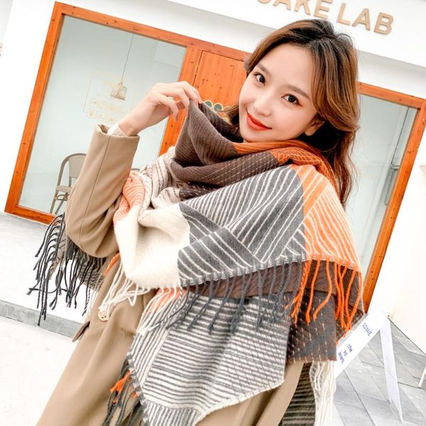 scarves striped thickened kerchief scarf women's fashion warm shawl large double-sided designer bandana top, Blue;gray
scarves striped thickened kerchief scarf women's fashion warm shawl large double-sided designer bandana top, Blue;gray