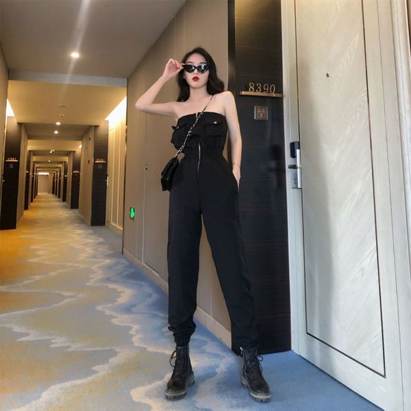 women's pants & capris summer wrapped chest zipper jumpsuit black cargo high waist casual sports trousers female autumn1 767t, Black;white
women's pants & capris summer wrapped chest zipper jumpsuit black cargo high waist casual sports trousers female autumn1 767t, Black;white