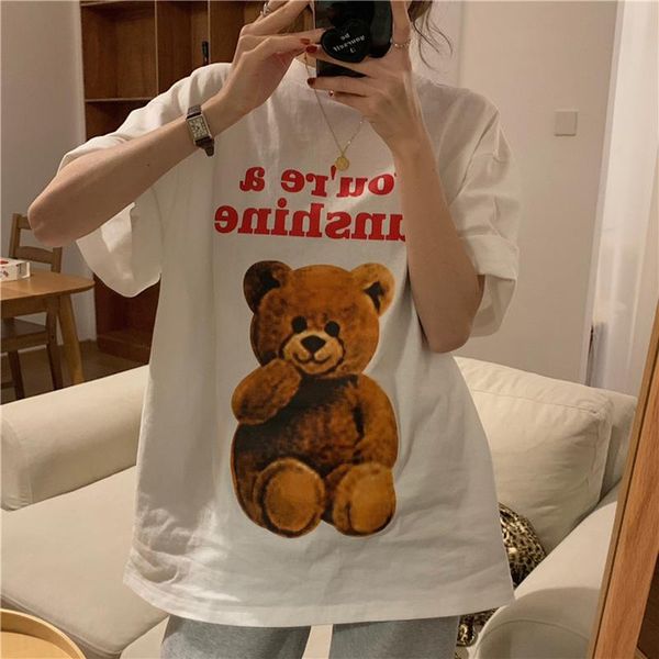 women's t-shirt harajuku oversized bear 2021 women fashion clothing pure cotton summer loose half-sleeved, White
women's t-shirt harajuku oversized bear 2021 women fashion clothing pure cotton summer loose half-sleeved, White