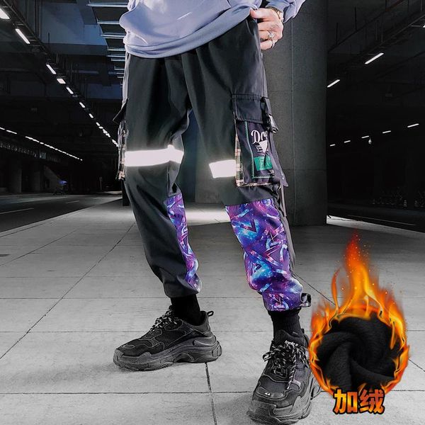 men's pants 2021 winter plus velvet mens cargo reflective hip hop men leisure ins ribbon harlan loose trousers, Black
men's pants 2021 winter plus velvet mens cargo reflective hip hop men leisure ins ribbon harlan loose trousers, Black