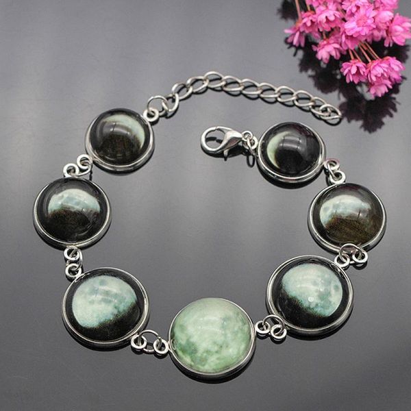 charm bracelets fashion jewelry glass ball bracelet creative luminous moon phase cycle shining stone beaded handmade wristband, Golden;silver
charm bracelets fashion jewelry glass ball bracelet creative luminous moon phase cycle shining stone beaded handmade wristband, Golden;silver